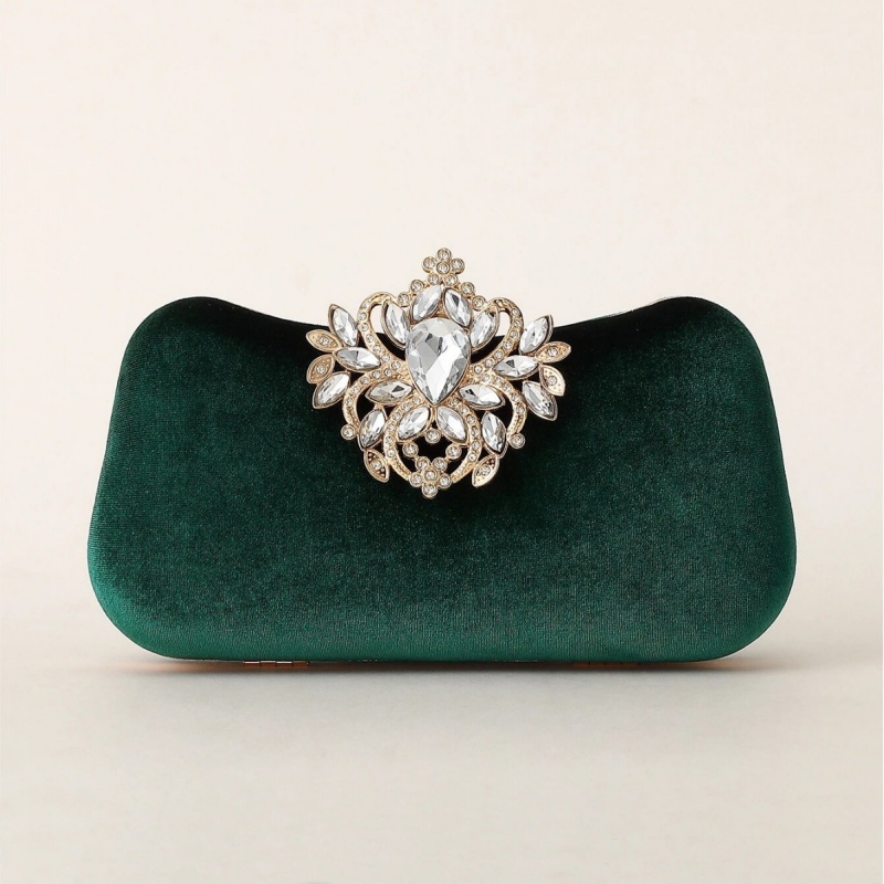 Luxury Bags Gold - Bolsa Clutch de Veludo Verde Escuro