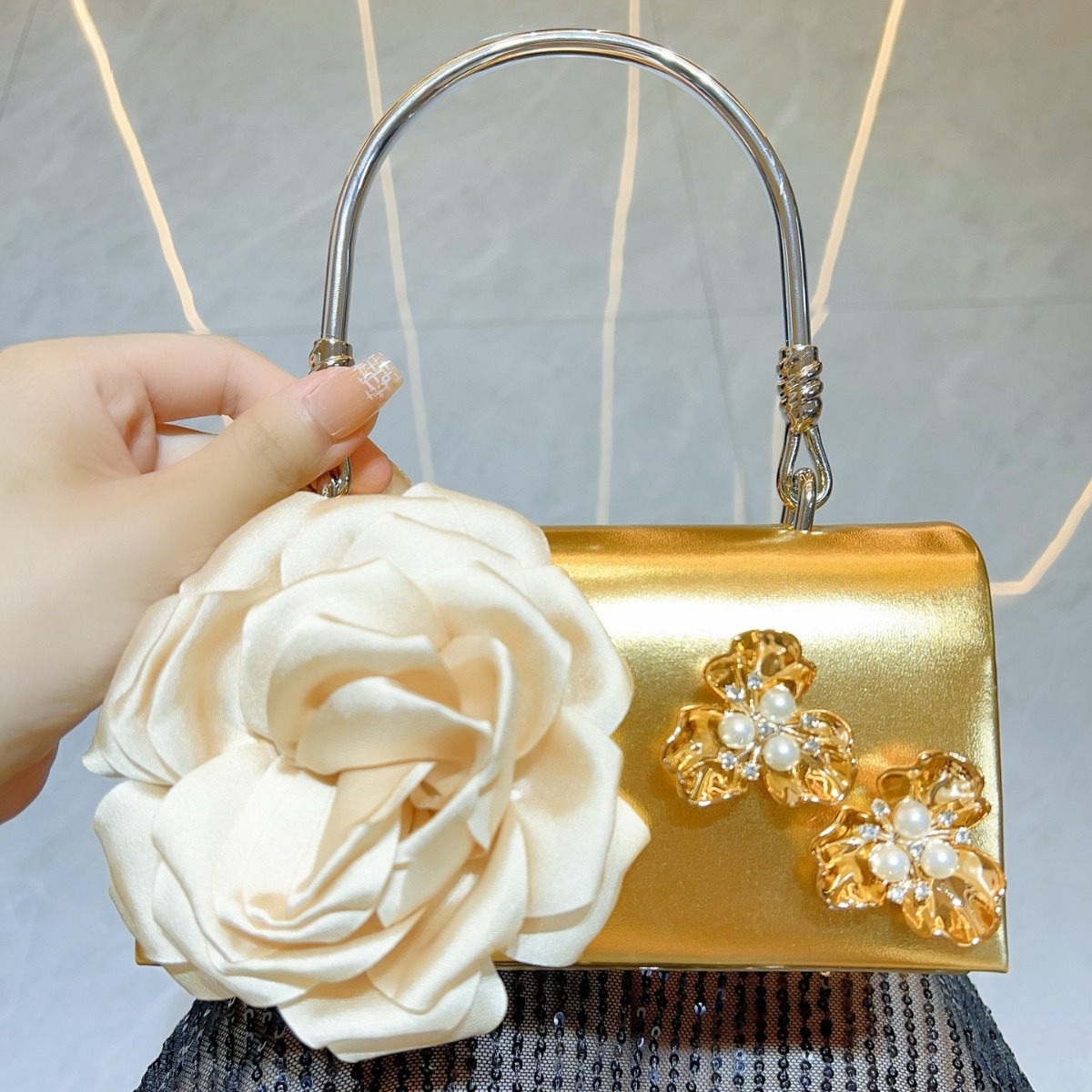 Luxury Bags Gold - Luxo ouro 3d flor saco de