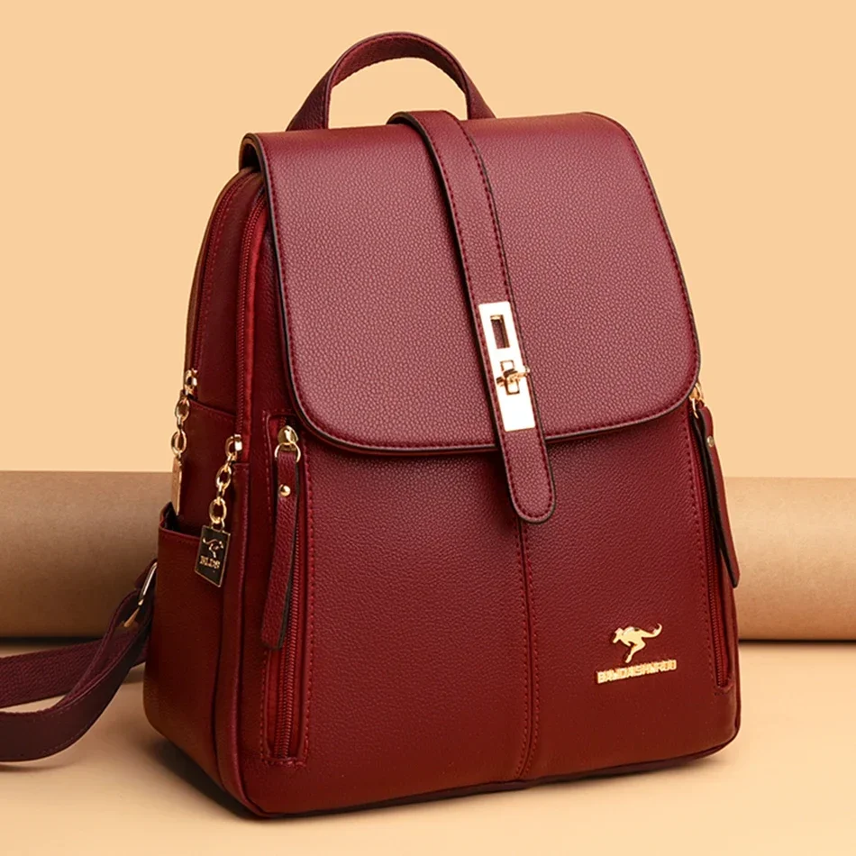 Luxury Bags Quality - Mulheres de couro grande capacidade mochila