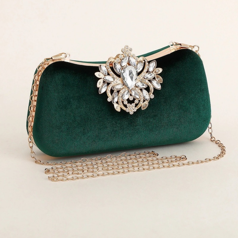 Bolsa Clutch de Veludo Verde E - Luxury Bags Gold avaliação e preço