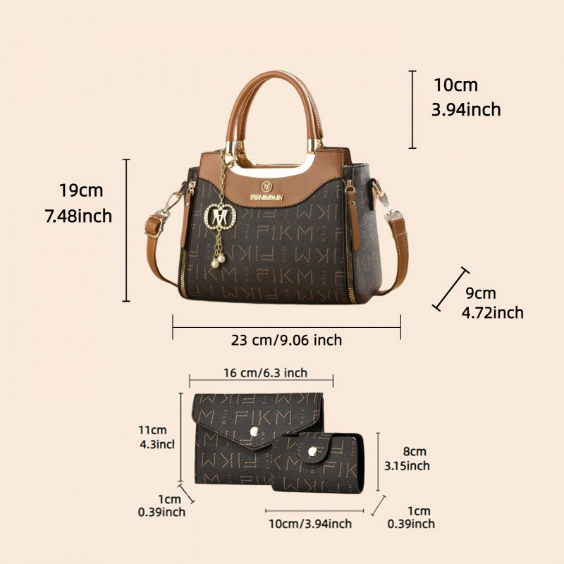 Conjunto de 3 peças de bolsas  - Luxury Zipper Bags avaliação e preço