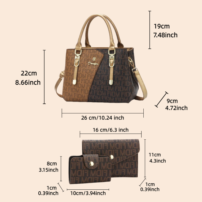 Conjunto de 3 peças de bolsas  - Luxury Zipper Bags avaliação e preço