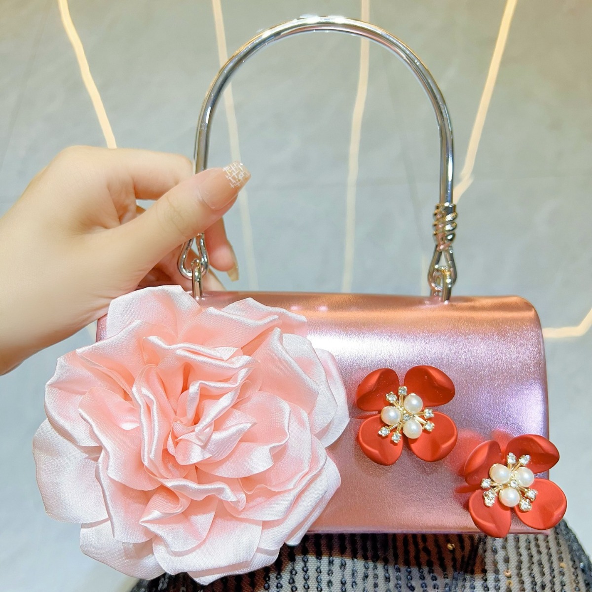 Luxo ouro 3d flor saco de embr - Luxury Bags Gold avaliação e preço