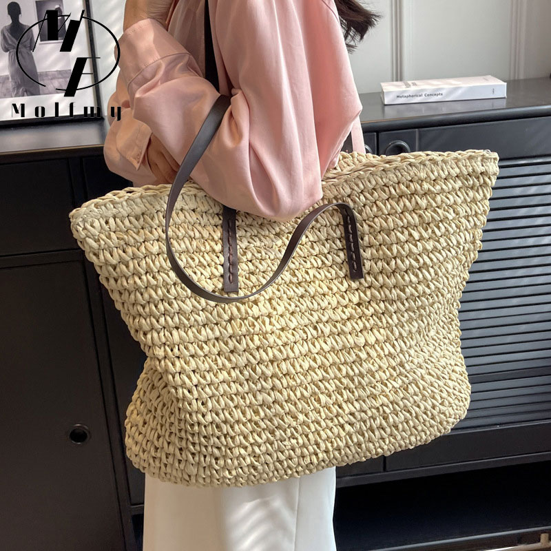Palha tecido tote sacos casual - Luxury Bags For Summer avaliação e preço