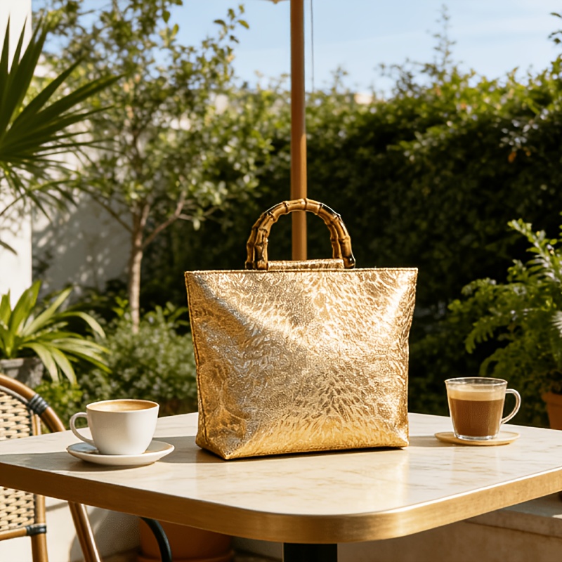 Bolsa tote feminina em jacquar - Luxury Bags Gold avaliação e preço