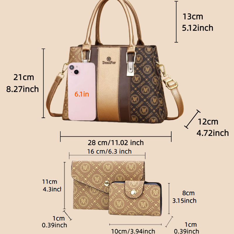 Conjunto de 3 peças de bolsas  - Luxury Zipper Bags avaliação e preço