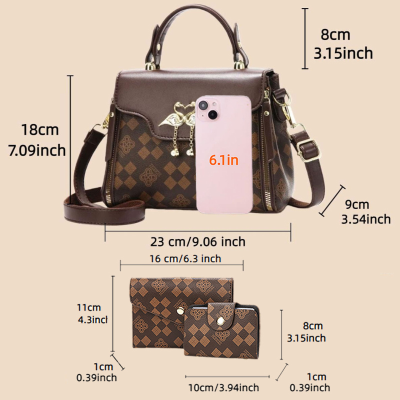 Conjunto de 3 peças de bolsas  - Luxury Zipper Bags avaliação e preço