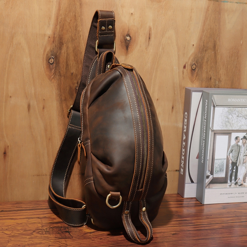 Bolsa de peito de couro real m - Luxury Zipper Bags avaliação e preço