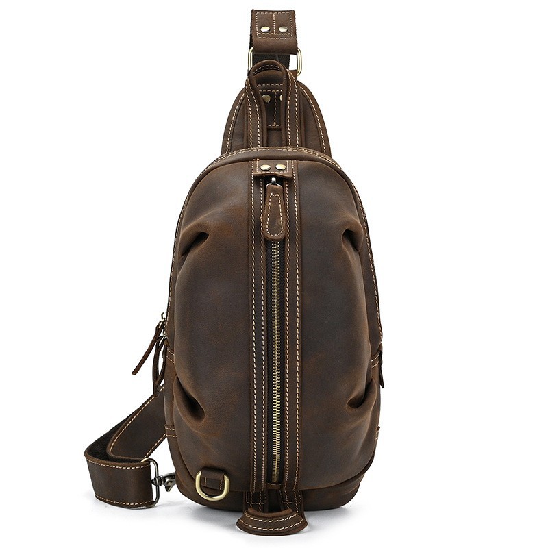 Bolsa de peito de couro real m - Luxury Zipper Bags avaliação e preço